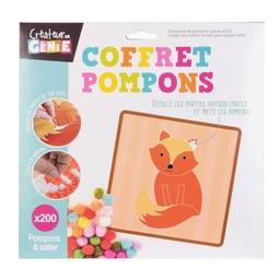 [EC4092RE] JEU CREATIF RENARD POMPONS A COLLER