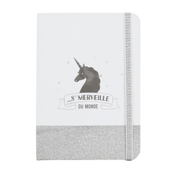 [EC5025A] CARNET DE NOTES PAILLETTES LICORNE ARGENT