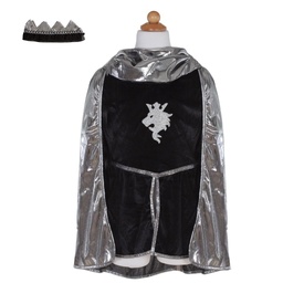 [61967] ENSEMBLE CHEVALIER ARGENTÉ AVEC TUNIQUE, CAPE ET COURONNE 7-8ANS